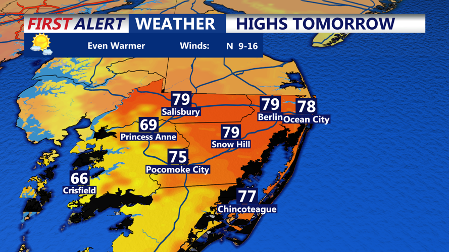 HIGHS TOMORROW OCEAN CITY