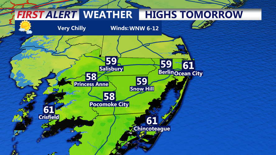 HIGHS TOMORROW OCEAN CITY