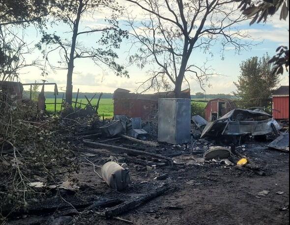Garage burned down on Laws Road