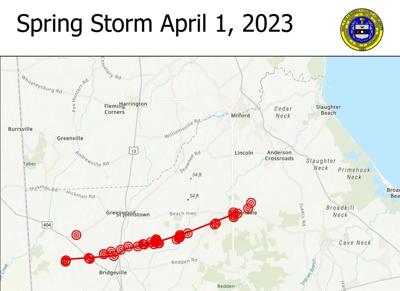 April 1 Delaware tornado path