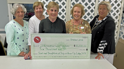a group of women pose holding a large check 