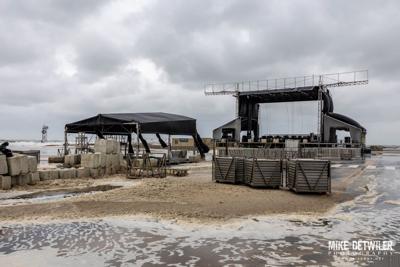 Water closing in on stage set up.
