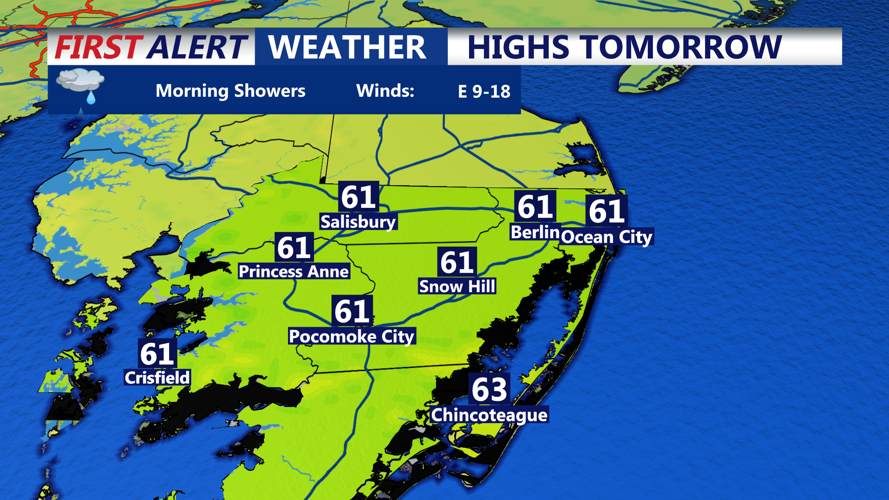 HIGHS TOMORROW - OCEAN CITY