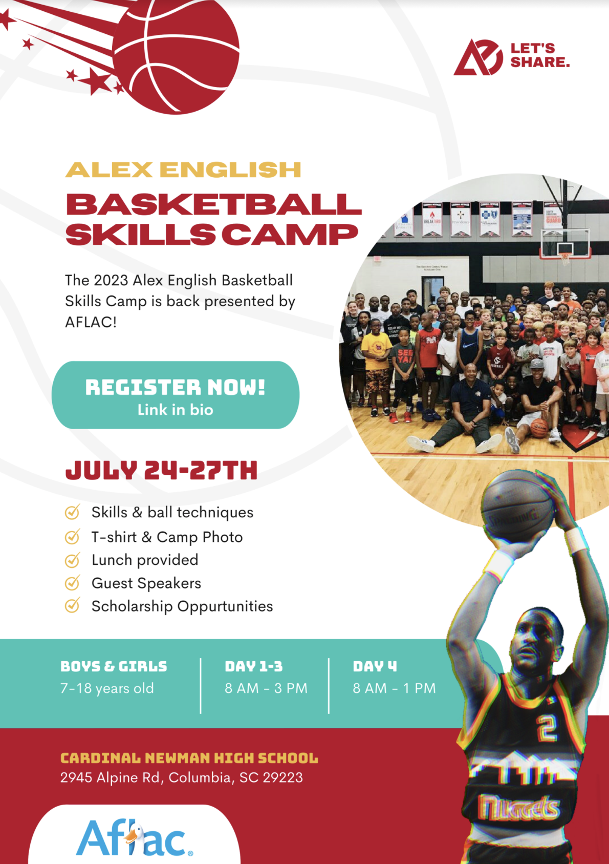 Alex English Basketball Skills Camp returns back to Cardinal Newman, Columbia