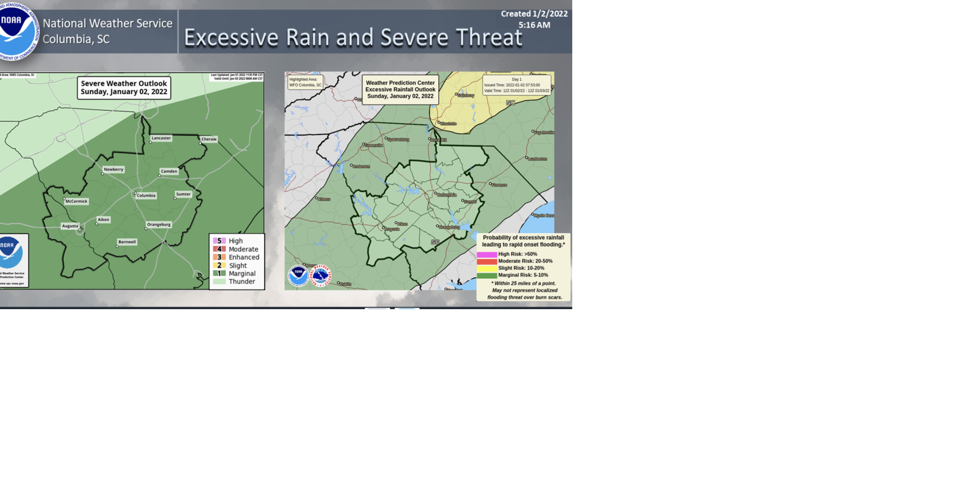 Weather Alert severe storms possible Sunday Batesburg Leesville