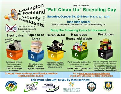 Richland County Recycling Schedule 2022 Lexington And Richland County Fall Clean Up Recycling Day Is Oct. 20 |  Archive | Coladaily.com