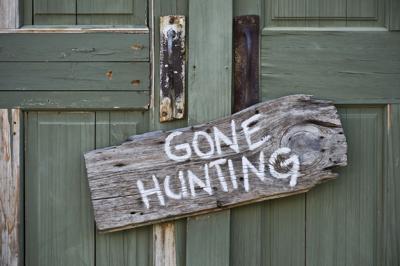 Gone Hunting sign