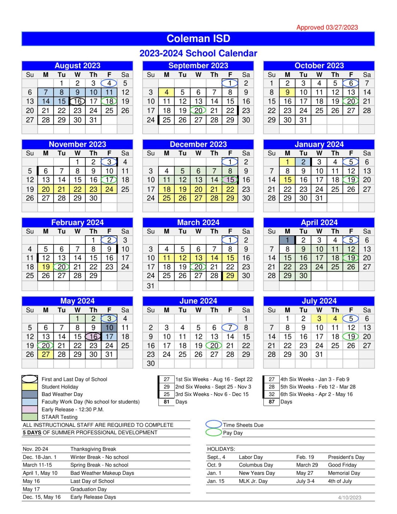 2023 2024 CISD Calendar FINAL2 pdf colemantoday com