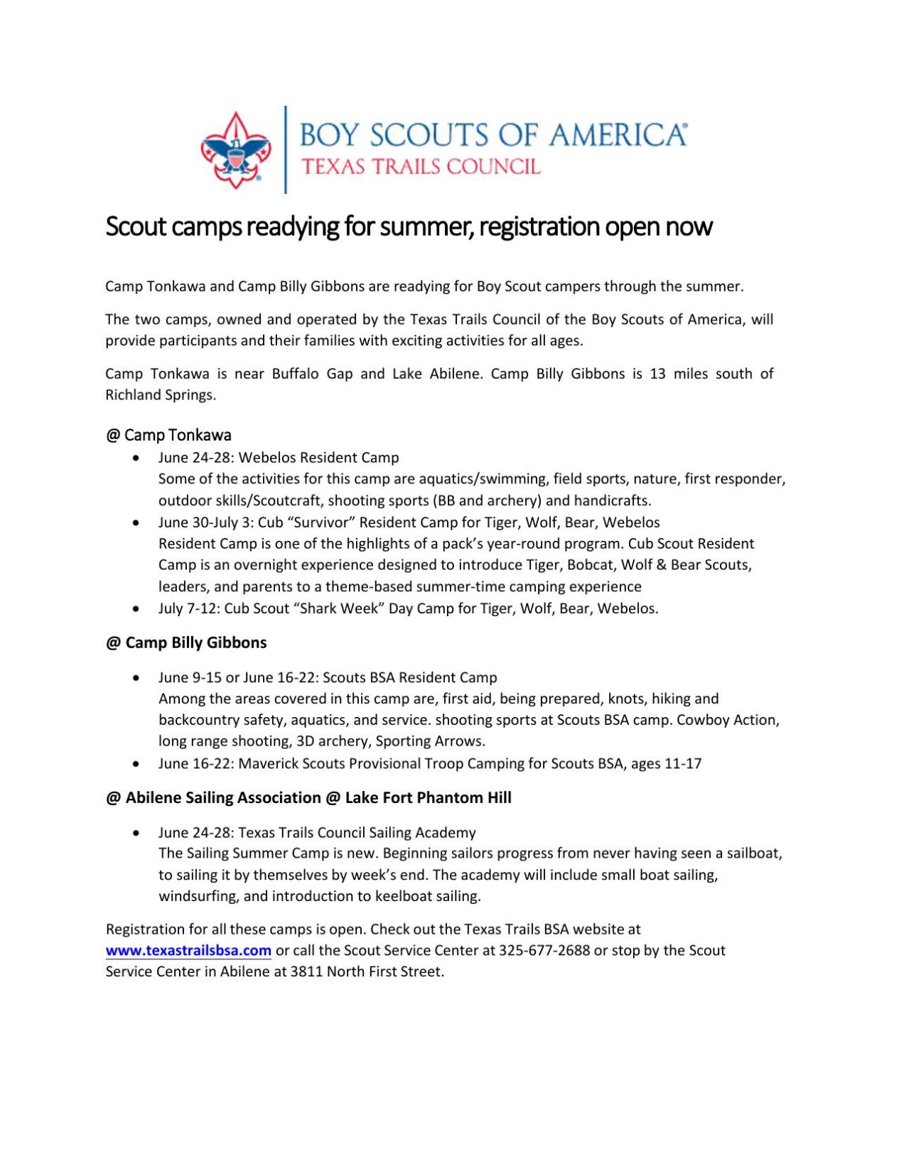 Boy Scout Summer Camps