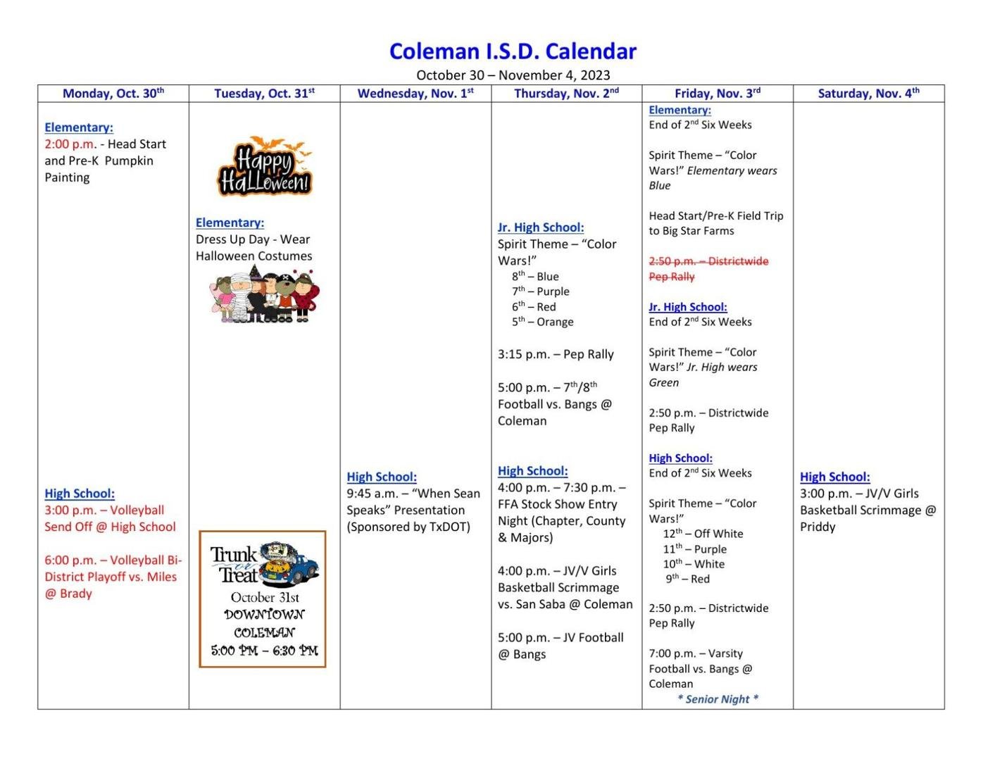 CISD Calendar for This Week News