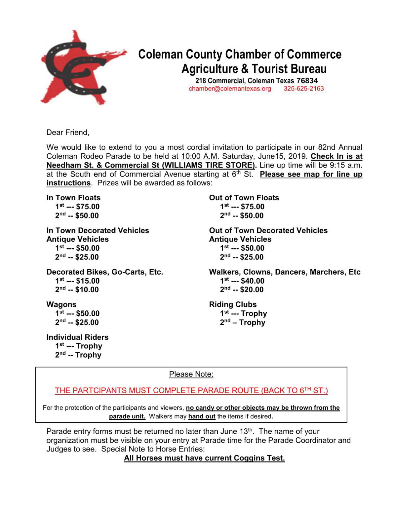 Coleman Rodeo Parade Info and Applcation