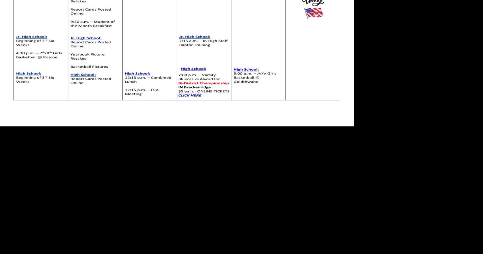 Coleman ISD Calendar for This Week News colemantoday com