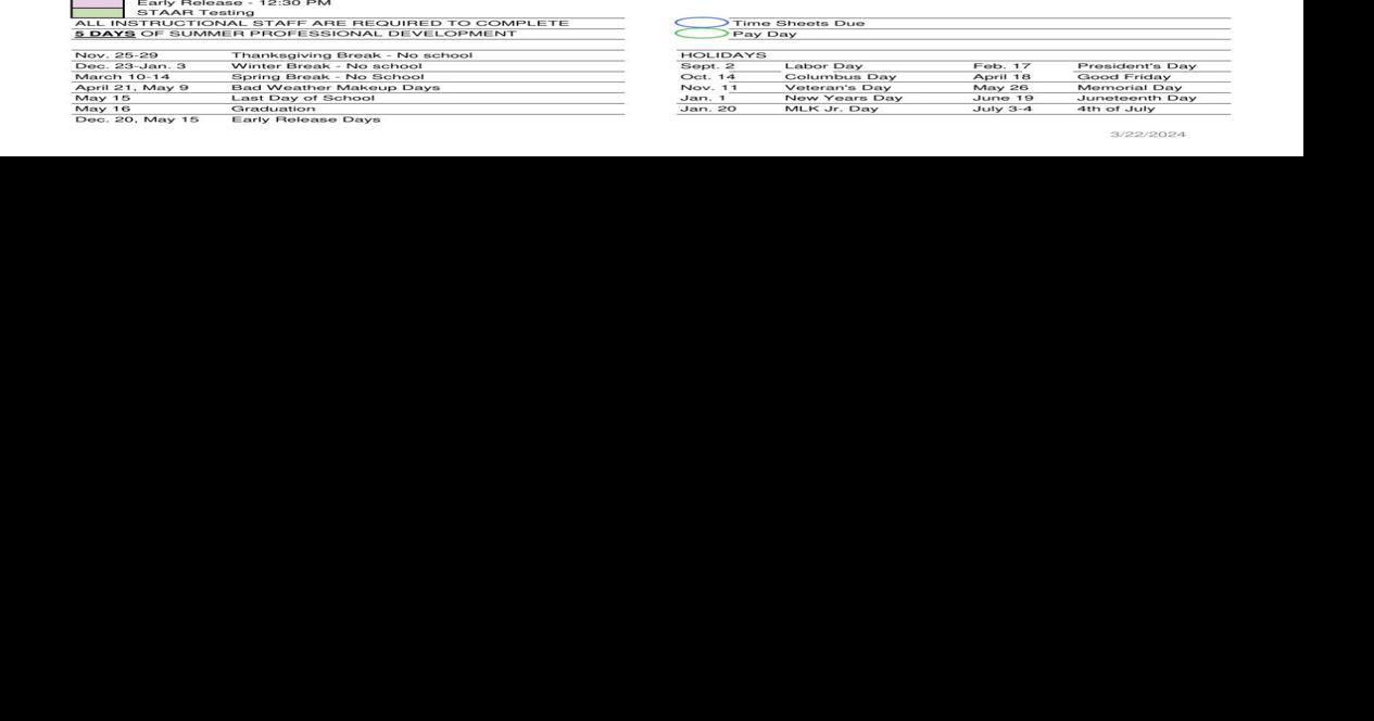 The 2024 2025 Coleman ISD Calendar News colemantoday com