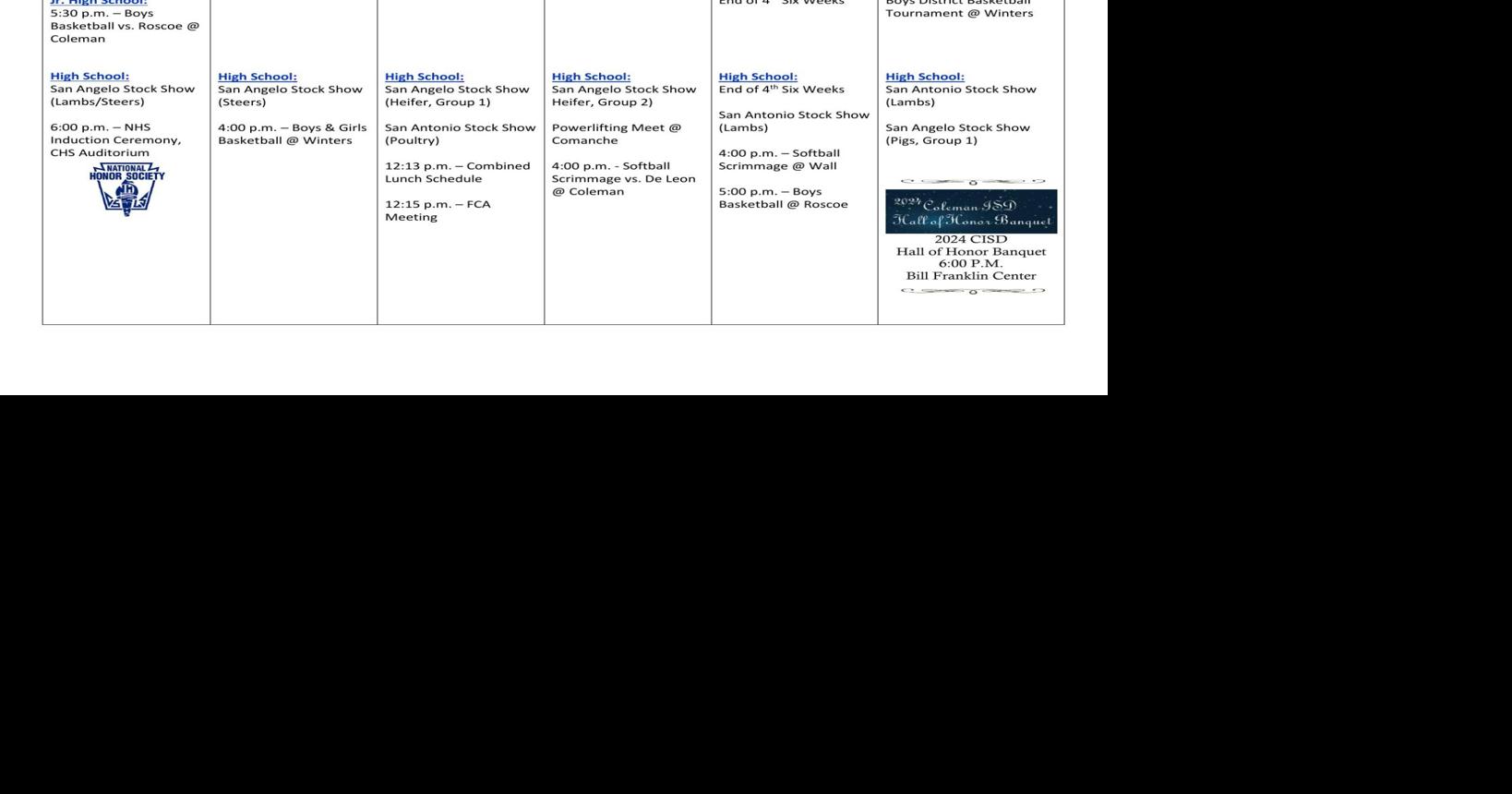 CISD Calendar for This Week News