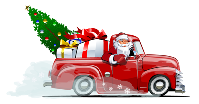 Santa red truck presents
