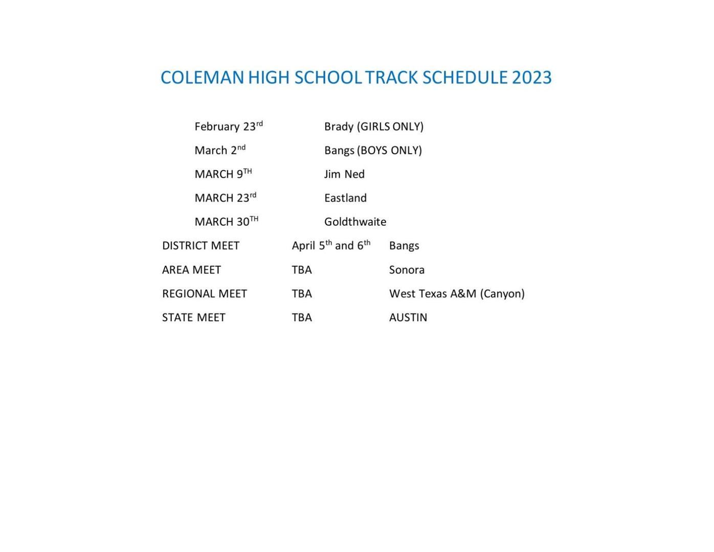 coleman-high-school-track-schedule-2023-pdf-colemantoday