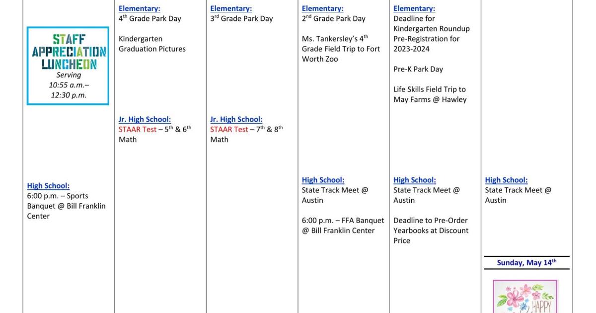 CISD Calendar for This Week News
