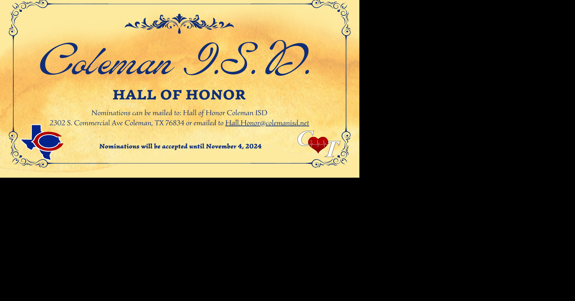 Coleman ISD Hall of Honor Nomination Deadline is November 4th News