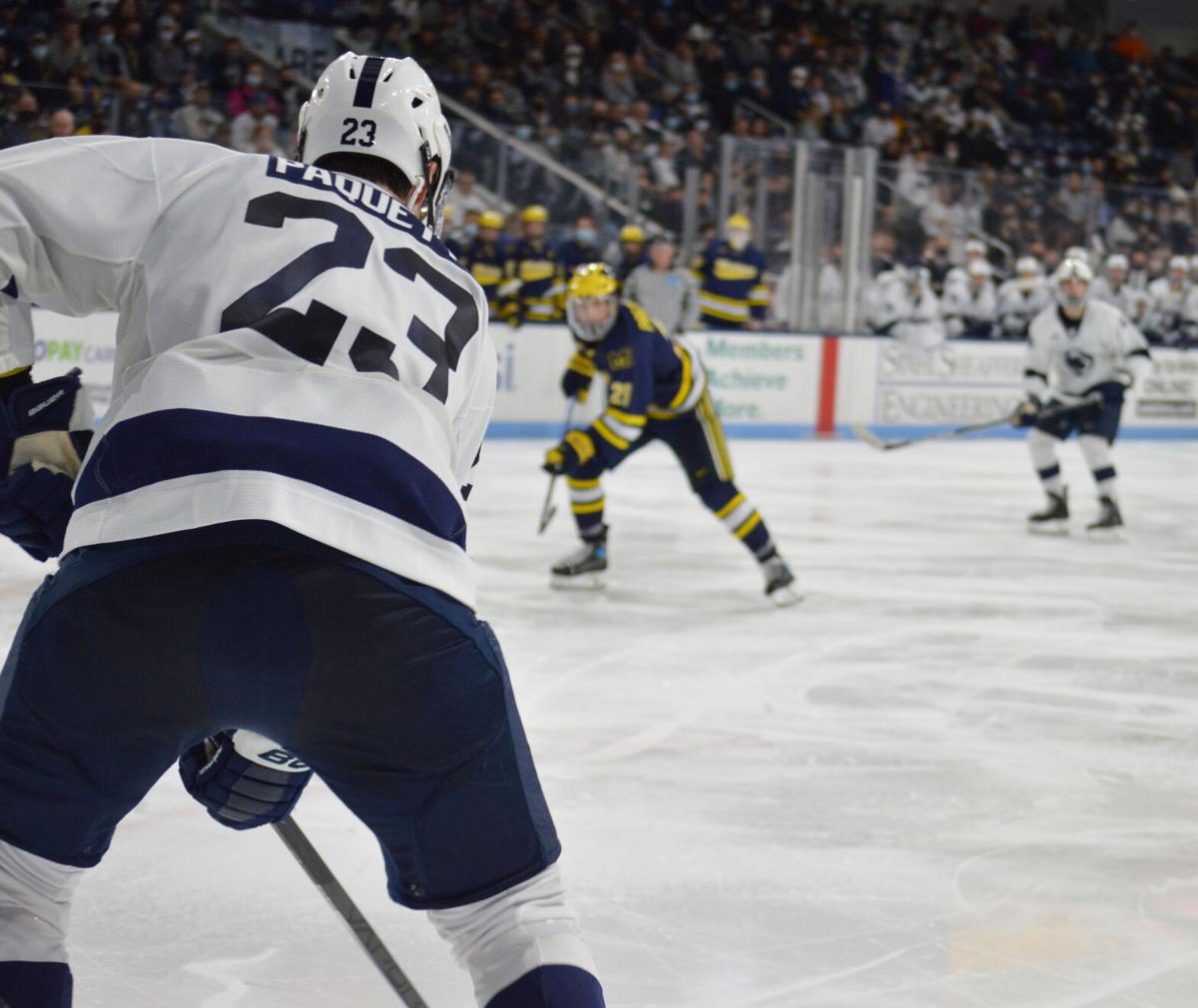 Foward Tyler Paquette (23) during Penn State mens hockey game against Michigan