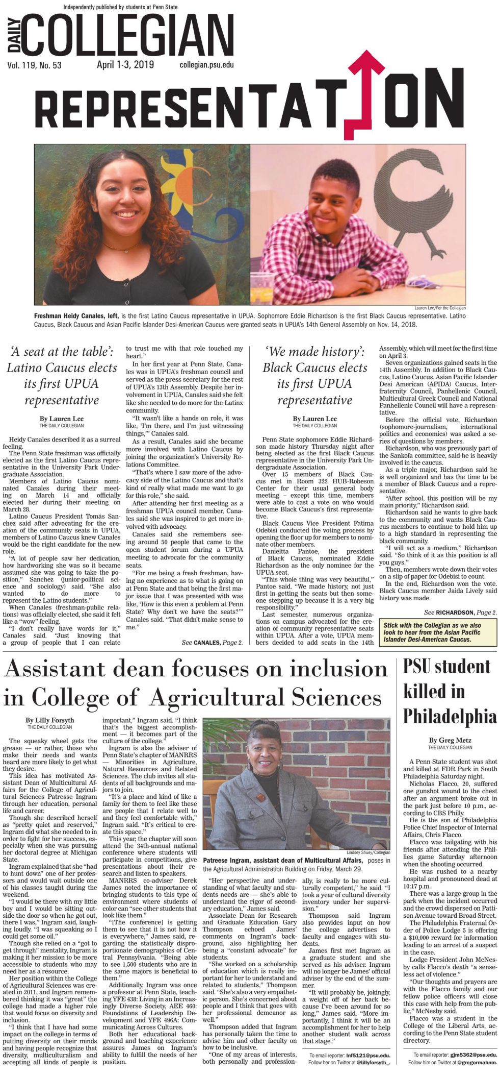 The Daily Collegian for April 1, 2019