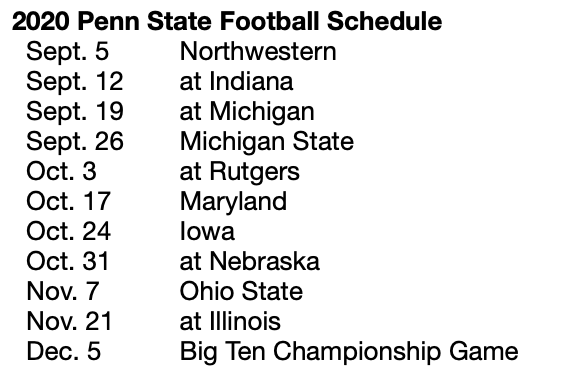 Big Ten releases Penn State football's conference-only schedule | Penn ...