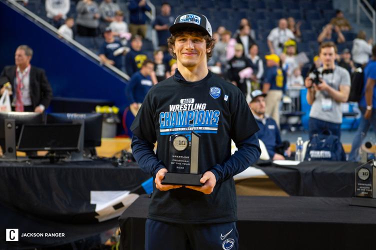Big Ten Wrestling Tournament Day 2, Levi Haines with Award