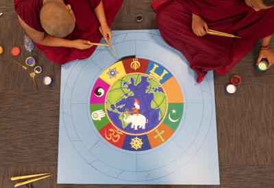 Tibetan Buddhist Monks Showcase Sand Painting Religious Practices
