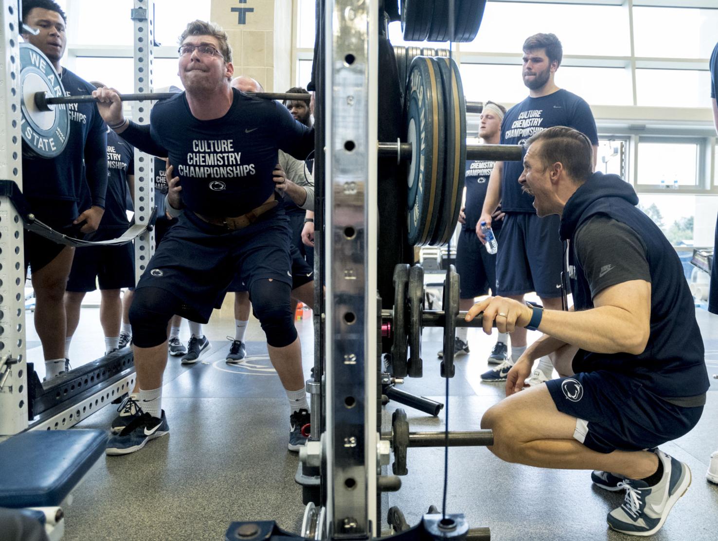 Penn State football maxes out squats during winter Penn State football maxes out squats during winter
