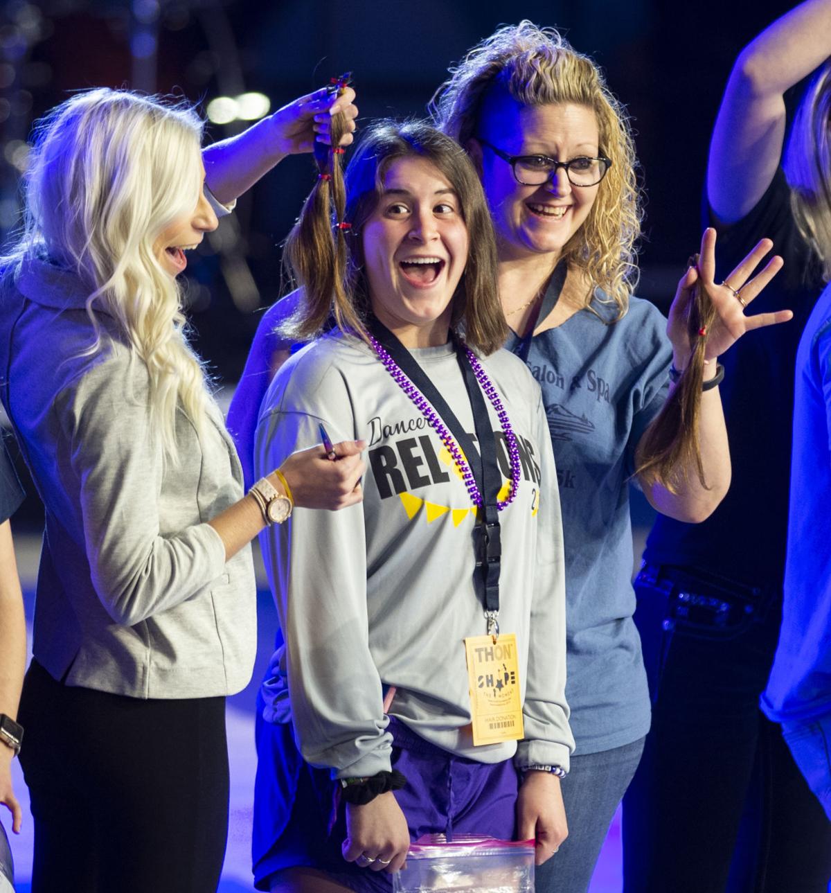 Over 45 People Donate Hair For Wigs For Kids On Stage At Thon