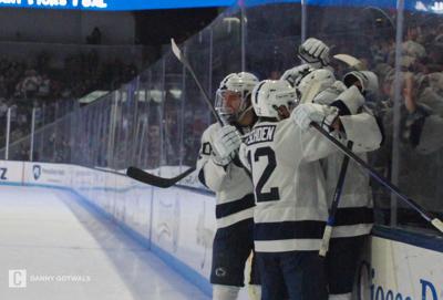 Penn State Men's Hockey vs. Michigan State, congratulating Wall