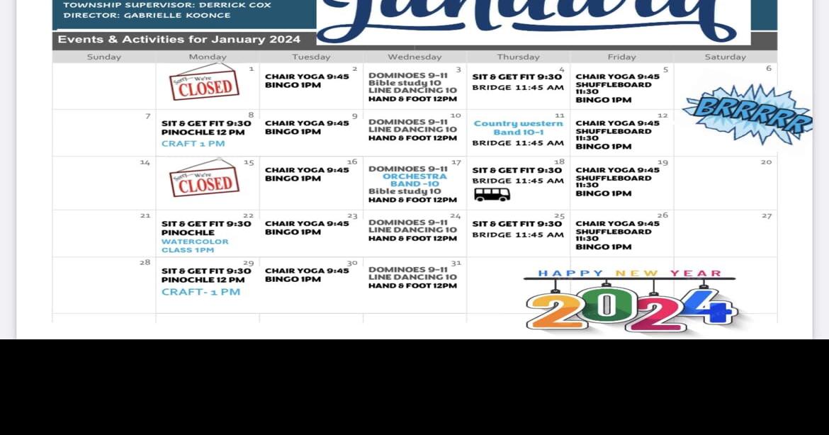 Collinsville Senior Center January Activity Calendar Arts