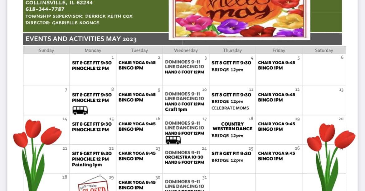 Collinsville Senior Center May Activity Calendar Arts Entertainment Collinsville Senior Center May Activity Calendar Arts Entertainment