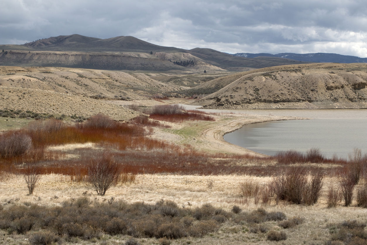 Low water in dry conditions Colorado Wolford Mountain Reservoir