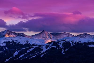 Copper Mountain and Tenmile Range Mountain View Winter Sunset
