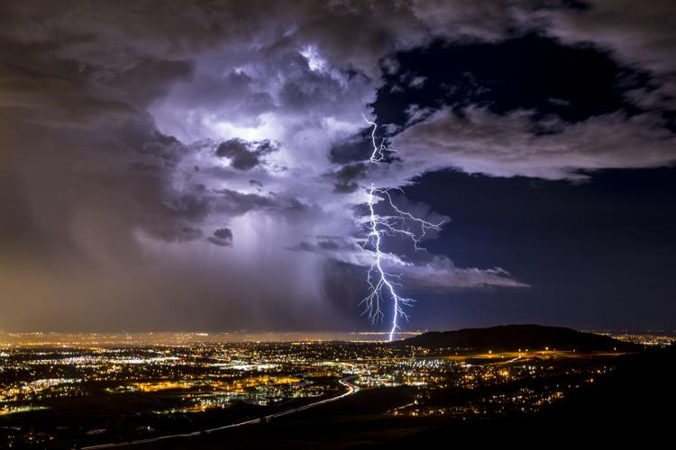 Lightning strike over Denver