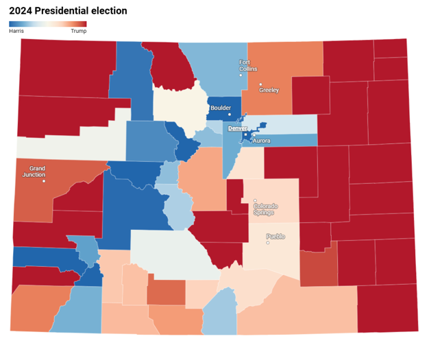 Colorado's 2024 vote A slight red shift in a still predominantly blue