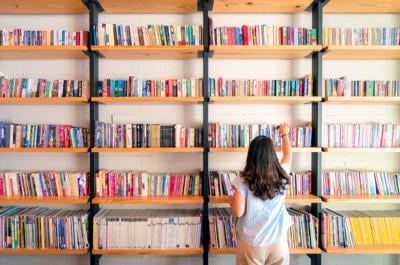 books on bookshelf
