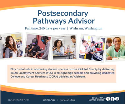 Hiring Postsecondary Pathways Advisor - Klickitat County image 1