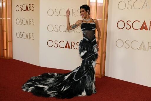 US actress Teyana Taylor wore black and white Chanel to the Oscars