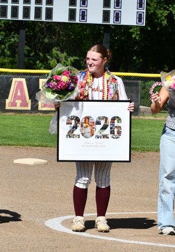The Dalles senior third baseman Makenzie Barrett during senior night on May 20.