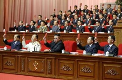 During the last ruling party congress in North Korea, Kim Jong Un (C) was named general secretary, resurrecting a title previously held by his late father