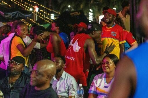 Congolese supporters in Kinshasa watch a broadcast of the match