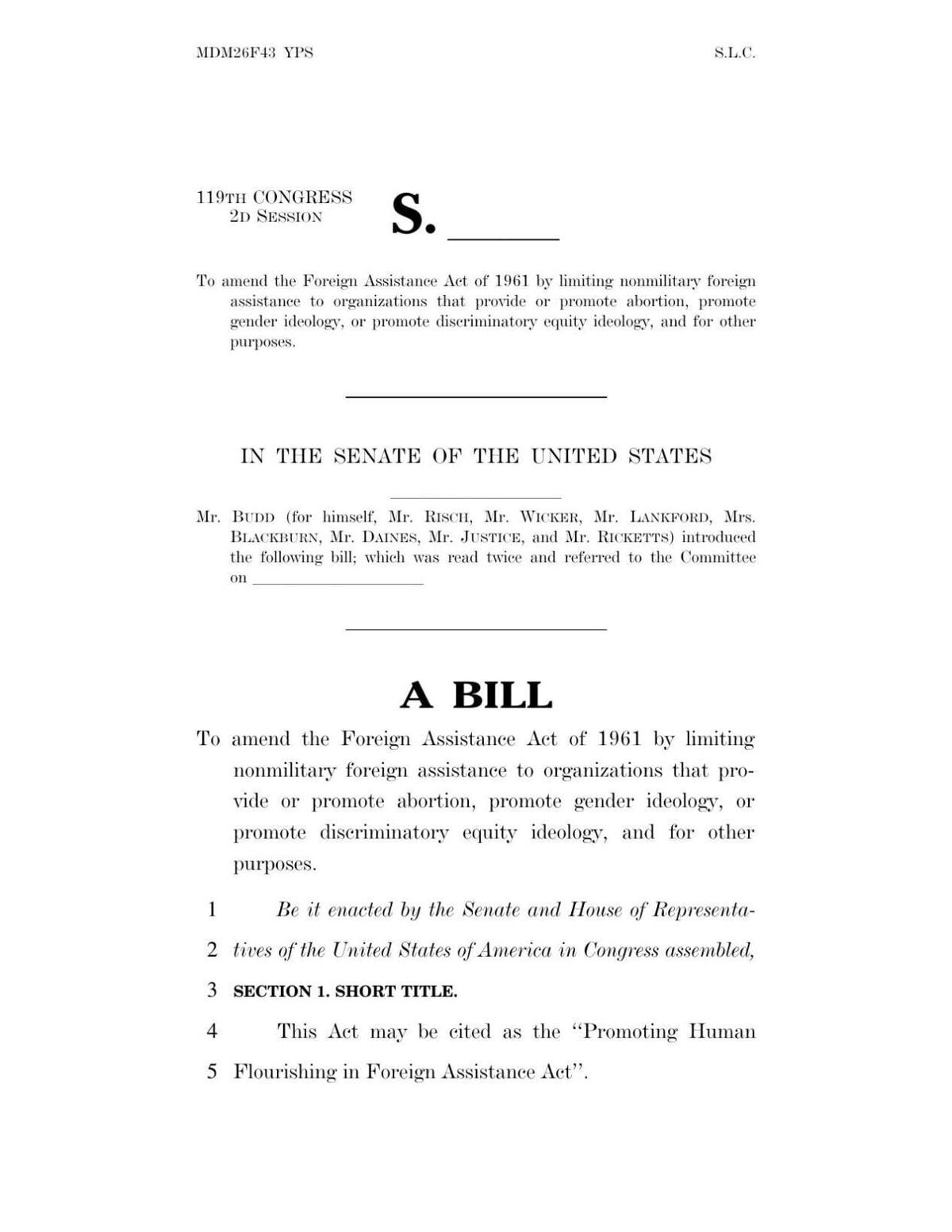 FNF - NC - Promoting Human Flourishing in Foreign Assistance Act