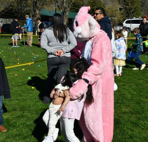 Kendra Medina, 6 and sister Arlett Medina, 1 pose with Easter Bunny.JPG