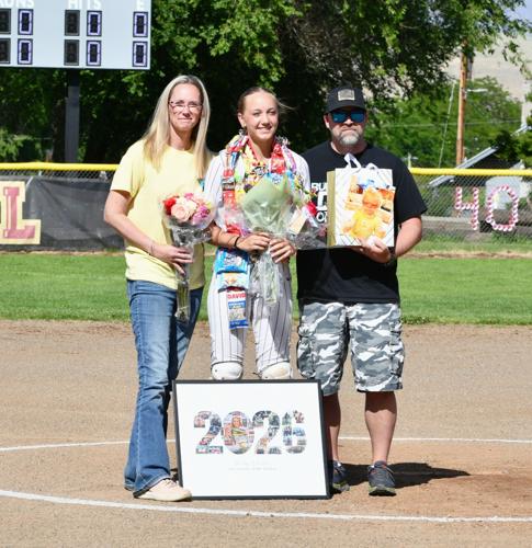 The Dalles senior catcher Hailey Johnston during senior night on May 20.