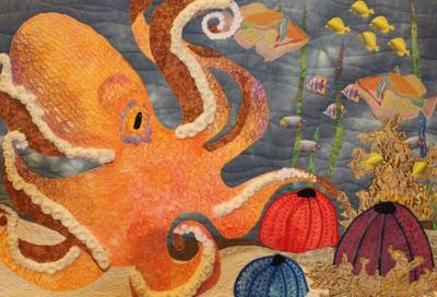 Zipper quilt challenge exhibiting at library