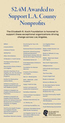 Elizabeth R. Koch Foundation Awards $2.4 Million in Grants to 50 Los Angeles County Nonprofits