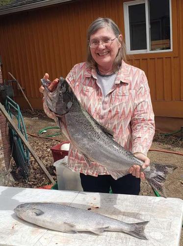 Margie shows off her catch of the day.