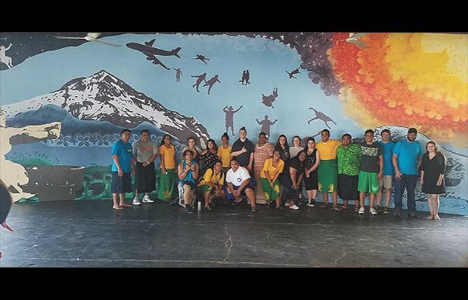 Students paint mural in American Samoa