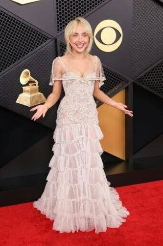 Sabrina Carpenter was elegant in a wispy Valentino gown